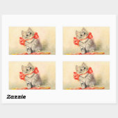 Sticker Rectangulaire Kitten avec ruban rouge (Feuille)