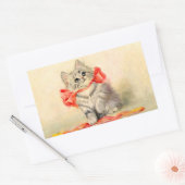Sticker Rectangulaire Kitten avec ruban rouge (Enveloppe)