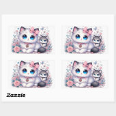 Sticker Rectangulaire Kitten Cuteness Overload : Chat et chien aux yeux  (Feuille)