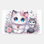 Sticker Rectangulaire Kitten Cuteness Overload : Chat et chien aux yeux  (Devant)