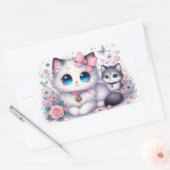 Sticker Rectangulaire Kitten Cuteness Overload : Chat et chien aux yeux  (Enveloppe)