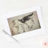 Sticker Rectangulaire Kitten et papillon (Enveloppe)