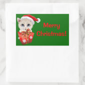 Sticker Rectangulaire Kitten Noël Père Noël avec cadeau (Sac)