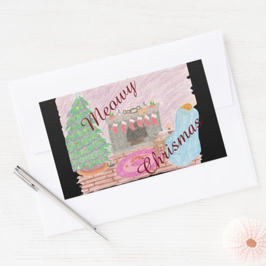 Sticker Rectangulaire Kitty-mas Mischief (Noël) (Enveloppe)