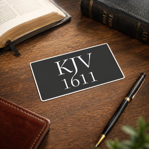 Sticker Rectangulaire KJV 1611 Chrétien noir et blanc