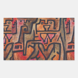 Sticker Rectangulaire Klee Abstrait Rouge Abstrait Expressionniste Natur