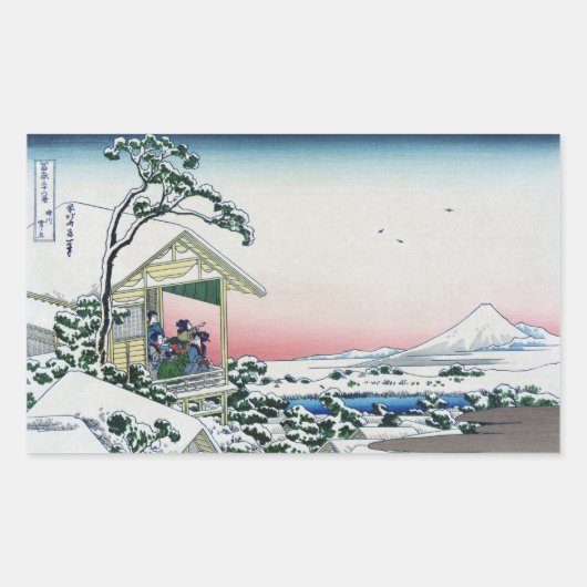 Sticker Rectangulaire Koishikawa Tea House View Mt Fuji par Hokusai (Devant)