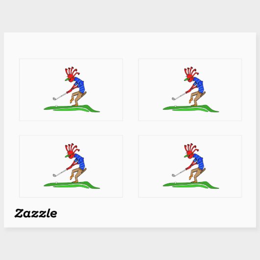 Sticker Rectangulaire Kokopelli Golfer (Feuille)
