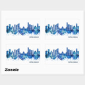 Sticker Rectangulaire Kolkata West Bengale Skyline Blue (Feuille)