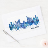 Sticker Rectangulaire Kolkata West Bengale Skyline Blue (Enveloppe)