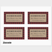 Sticker Rectangulaire Kraft rouge en plastique maison (Feuille)