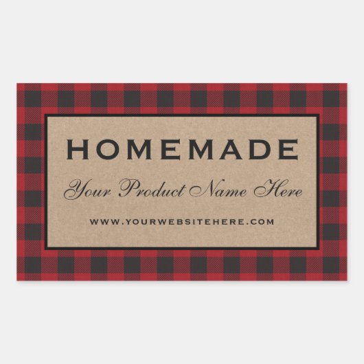 Sticker Rectangulaire Kraft rouge en plastique maison (Devant)