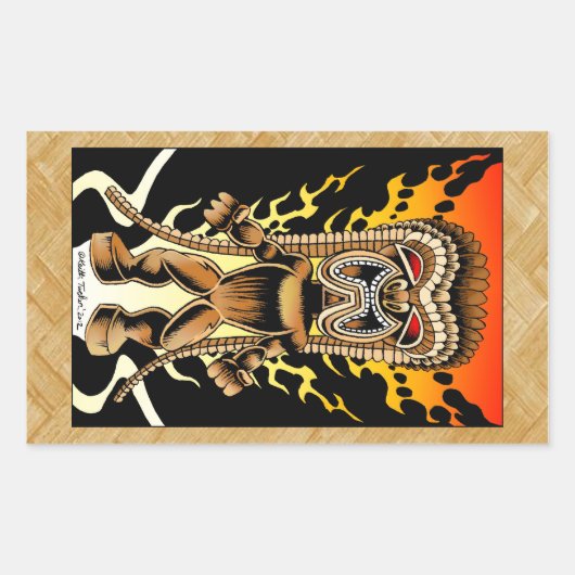 Sticker Rectangulaire Ku, Hawaiian Tiki God (Devant)