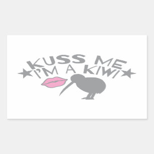 Sticker Rectangulaire Kuss (baiser) je je suis un accent mignon de la