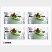 STICKER RECTANGULAIRE KYAKING EN EAU BLANCHE. (Feuille)