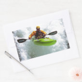 STICKER RECTANGULAIRE KYAKING EN EAU BLANCHE. (Enveloppe)