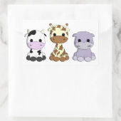 Sticker Rectangulaire La bande dessinée mignonne d'hippopotame de girafe (Sac)