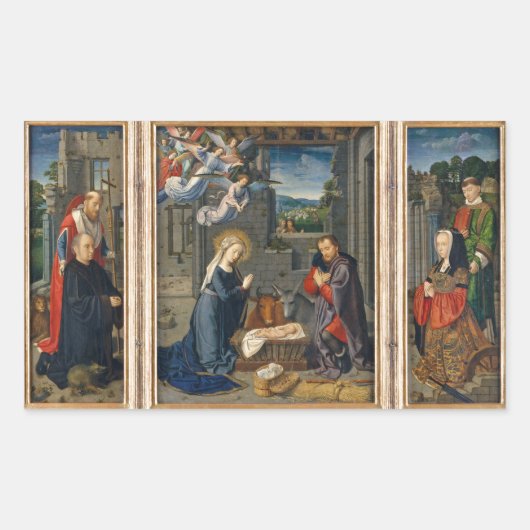 Sticker Rectangulaire La crèche avec les donateurs et les saints (Devant)