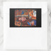 Sticker Rectangulaire La déesse "Rhiannon" à l'oiseau par Renée Lavoie (Sac)