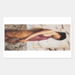 Sticker Rectangulaire La fille Tambourine par John William Godward