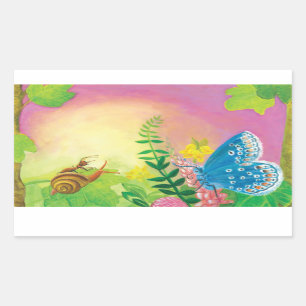 Sticker Rectangulaire La fourmi, l'escargot et le papillon bleu de Chapm