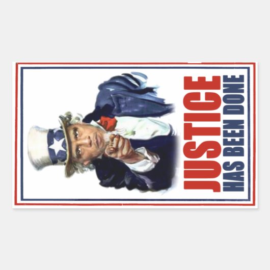 Sticker Rectangulaire La justice d'Obama a été rendue Ben Laden tué (Devant)