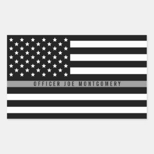 Sticker Rectangulaire La ligne grise mince drapeau américain ajoutent le