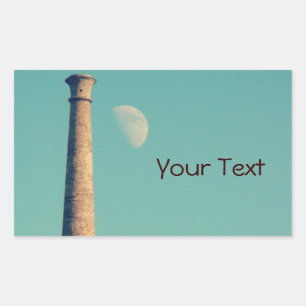 Sticker Rectangulaire La Lune et une tour : Aberystwyth