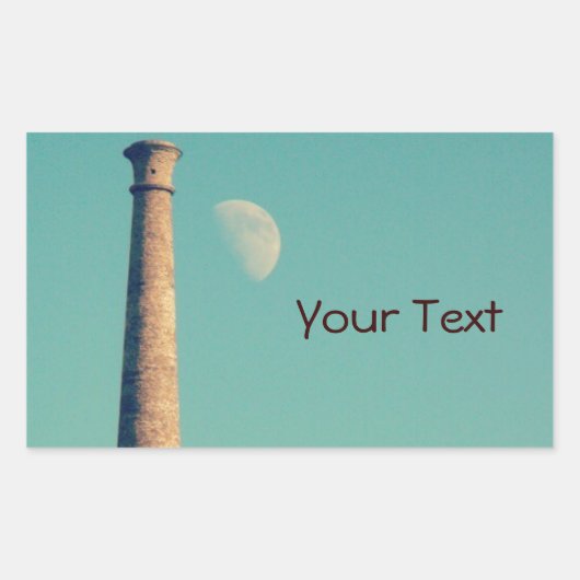 Sticker Rectangulaire La Lune et une tour : Aberystwyth (Devant)