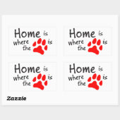 Sticker Rectangulaire La maison est l'endroit où se trouve l'empreinte d (Feuille)