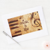 Sticker Rectangulaire La musique est la vie (Enveloppe)