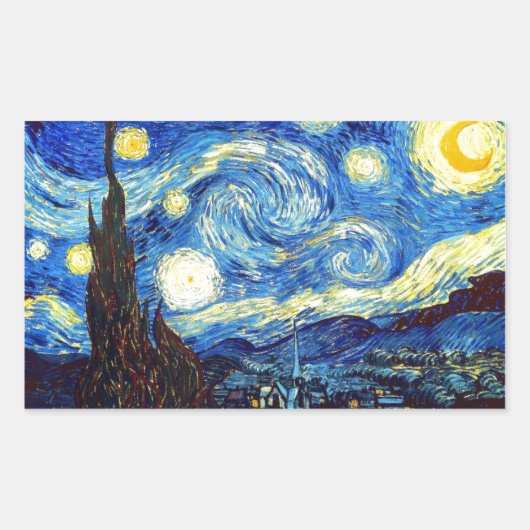 Sticker Rectangulaire La nuit étoilée par Vincent van Gogh 1889 (Devant)