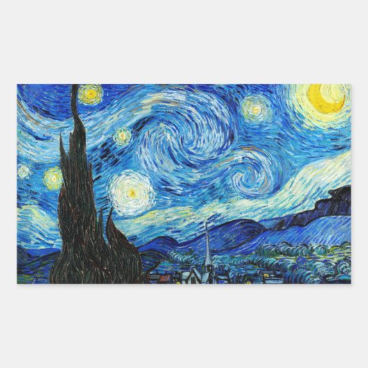 Sticker Rectangulaire La nuit étoilée - Van Gogh (Devant)