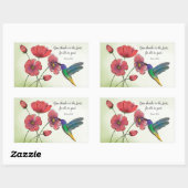 Sticker Rectangulaire La pensée religieuse de vous Fleurs avec Colibri (Feuille)