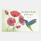 Sticker Rectangulaire La pensée religieuse de vous Fleurs avec Colibri (Devant)