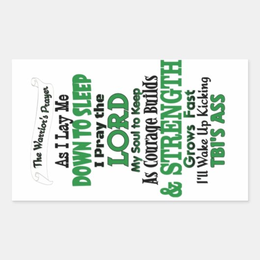 Sticker Rectangulaire La prière du guerrier TBI (Devant)