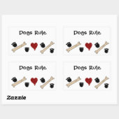 Sticker Rectangulaire La règle des chiens - Empreintes de pattes et os (Feuille)