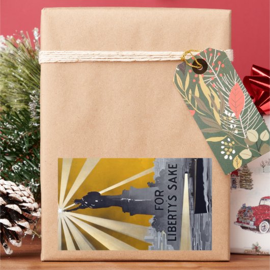 Sticker Rectangulaire La torche de la statue de la Liberté et la marine (vacances)