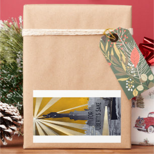 Sticker Rectangulaire La torche de la statue de la Liberté et la marine 