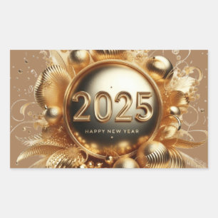 Sticker Rectangulaire La typographie d'or bonne année 2025