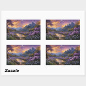 Sticker Rectangulaire La vallée de la Lavande à l'aube (Feuille)