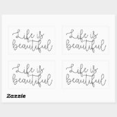 Sticker Rectangulaire La vie est belle, Citation inspirante (Feuille)
