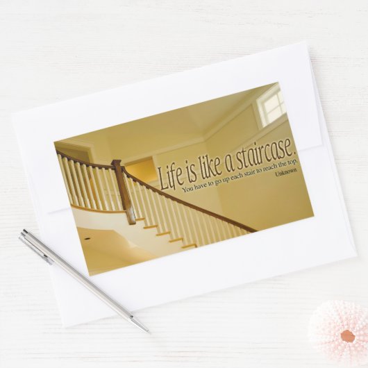 Sticker Rectangulaire La vie est comme un escalier Citation Inspirationn (Enveloppe)
