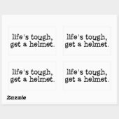 Sticker Rectangulaire La vie est dure, mets un casque (Feuille)