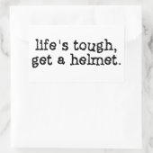 Sticker Rectangulaire La vie est dure, mets un casque (Sac)