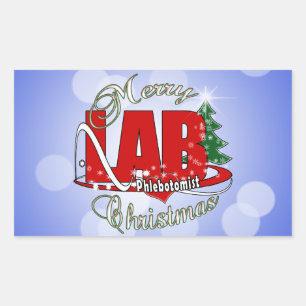 STICKER RECTANGULAIRE LAB PHLEBOTOMISTE NOËL