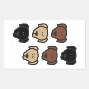 Sticker Rectangulaire Labrador Retriever Toutes les couleurs Tête soi-mê