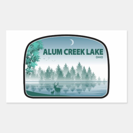 Sticker Rectangulaire Lac Alum Creek Ohio Deer (Devant)