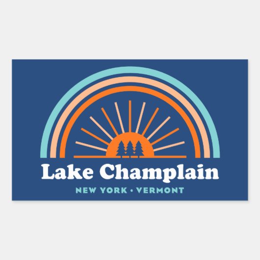Sticker Rectangulaire Lac Champlain New York Vermont Rainbow (Devant)