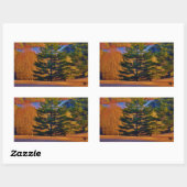 Sticker Rectangulaire Lac Deer & Mt (Feuille)